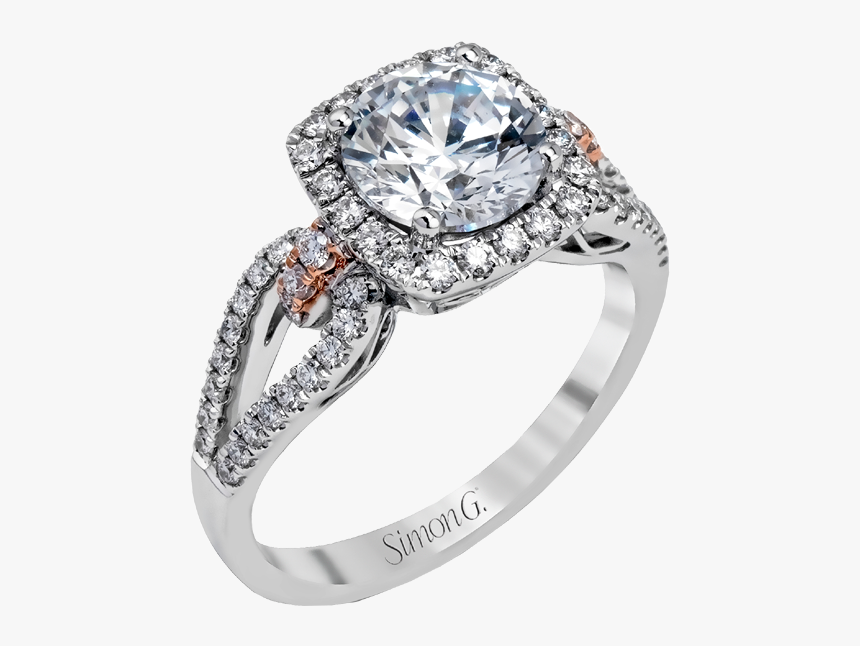 Cushion Diamond Pave Split Shank Engagement Ring, HD Png Download, Free Download