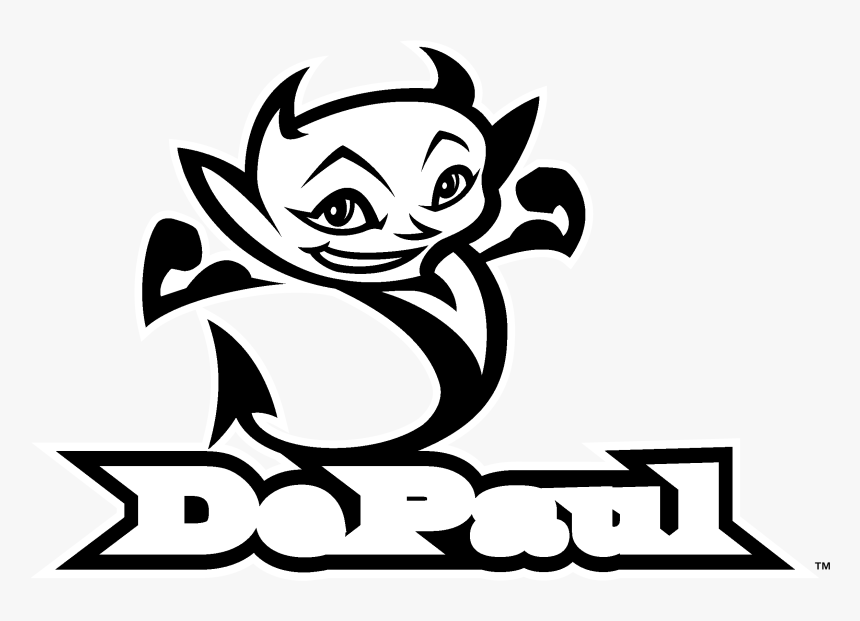 Depaul Blue Demons Logo Black And White - Cartoon, HD Png Download, Free Download