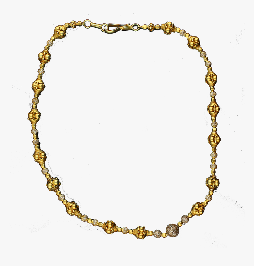 Yellow Gold And Diamond Set Bead Necklace - Chain, HD Png Download, Free Download