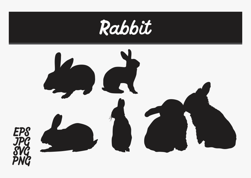 Rabbit Silhouette Set Svg Vector Image Bundle Graphic - Batik Mega Mendung Vector Png, Transparent Png, Free Download