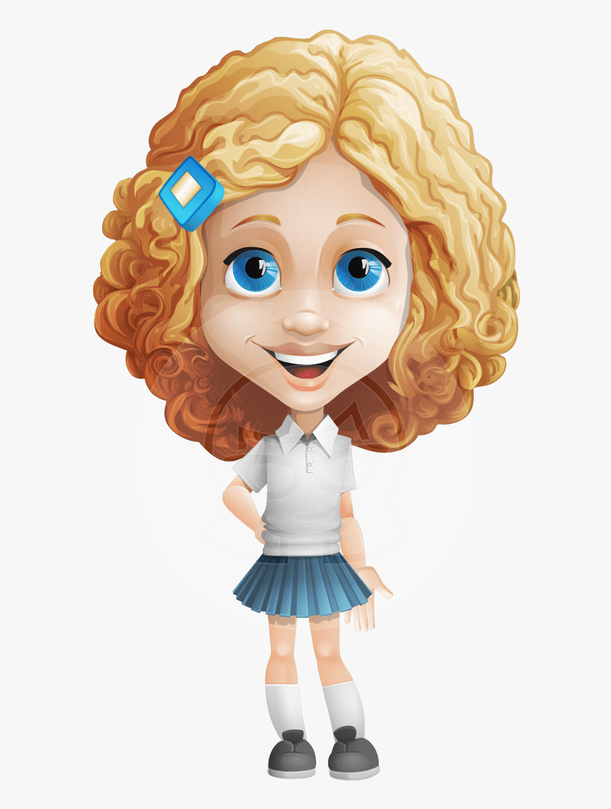 Little Blonde Girl With Curly Hair Cartoon Vector Character - Cartoon Girl With Curly Hair, HD Png Download, Free Download