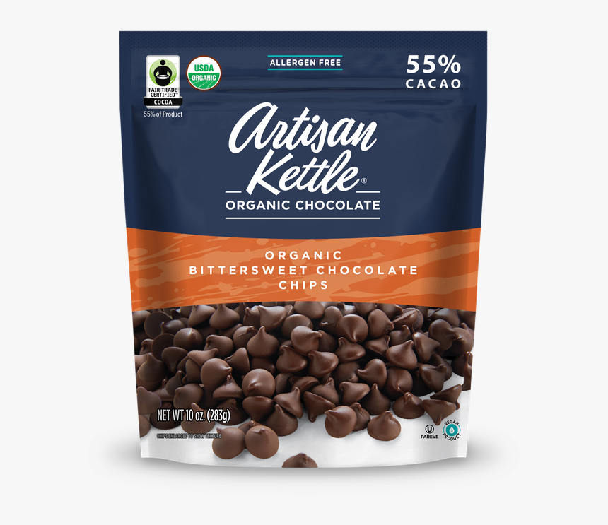 Artisan Kettle Organic 55% Bittersweet Chocolate Chips - White Chocolate Chip Brands, HD Png Download, Free Download