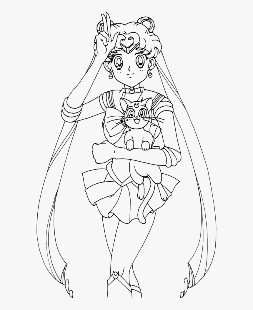Sailor Moon Drawing At Getdrawings - Sailor Moon Line Drawing, HD Png Download, Free Download
