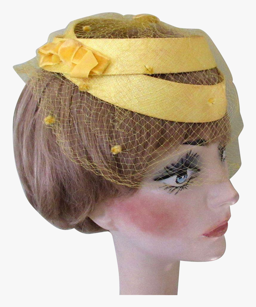 S Vintage Hat Yellow Frame Netting Hats - Headpiece, HD Png Download, Free Download