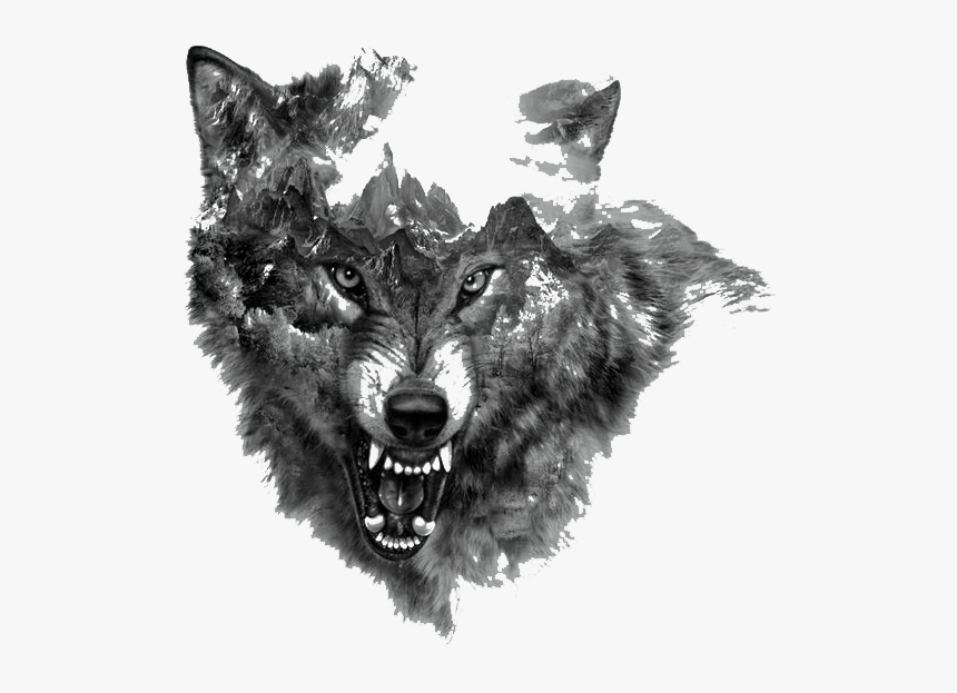 Angry Wolf Head Tattoos On Chest