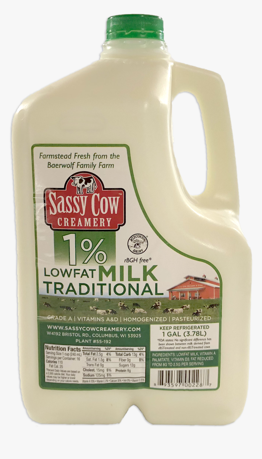 Thumb 1 Percent Gallon - Milk Sassy Cow, HD Png Download, Free Download
