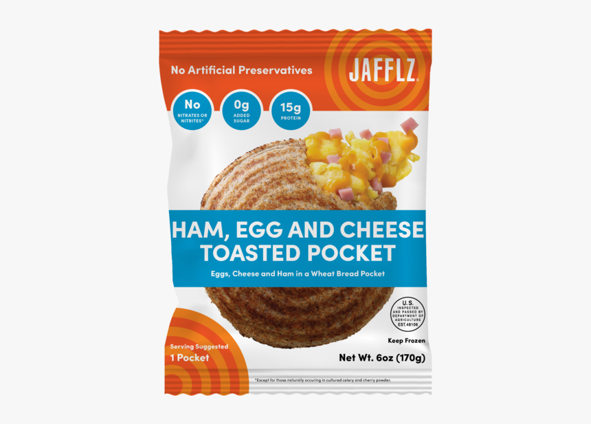 Ham, Egg And Cheese In A Wheat Bread Toasted Pocket - Jafflz Breakfast, HD Png Download, Free Download