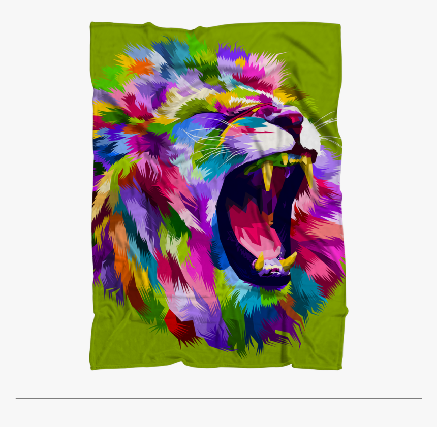 Colourful Roaring Lion Premium Sublimation Adult Blanket - Colorful Lion Roaring, HD Png Download, Free Download