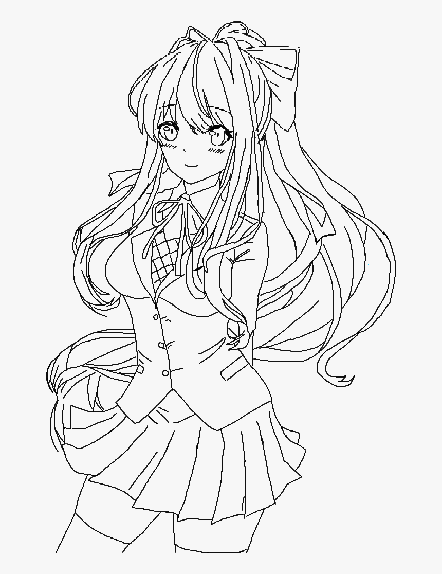 Monika From Monika Freetoedit Png Monika Ddlc Drawing - Monika Ddlc Black And White Drawing, Transparent Png, Free Download