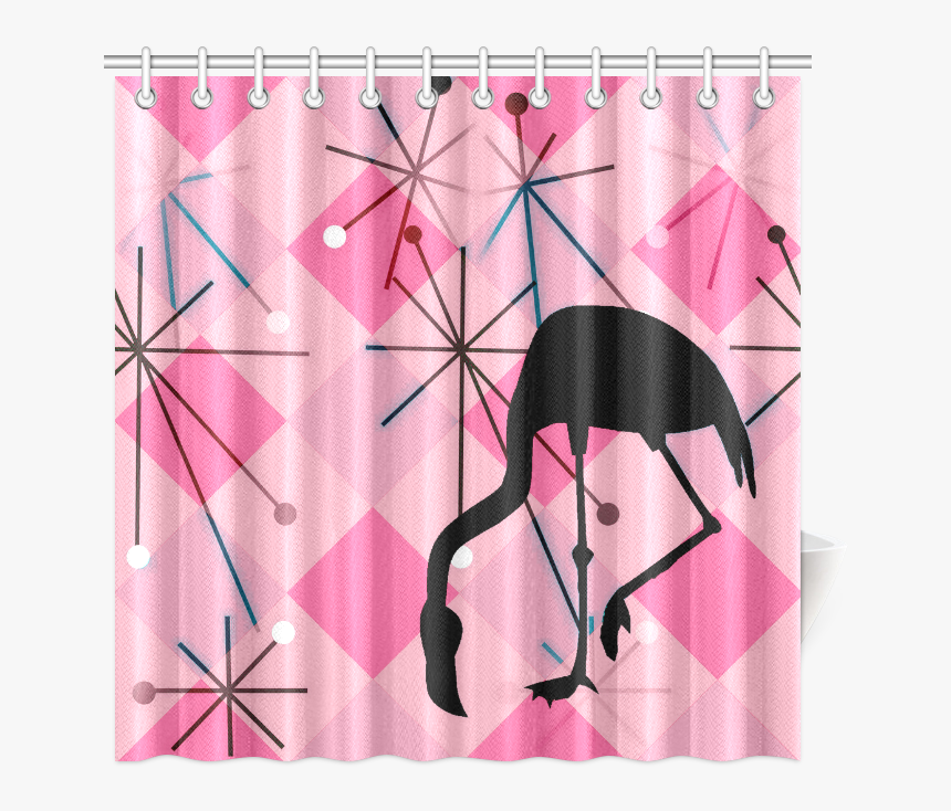 Curtains Clipart Shower Curtain - Flamingo Retro Shower Curtain, HD Png Download, Free Download