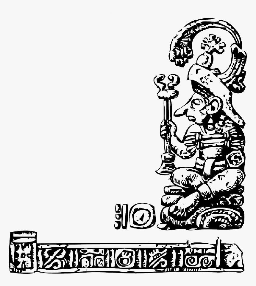Maya, Outline, Statue, Relief, Tattoo, Mayan, Designs - Mayan Vector, HD Png Download, Free Download