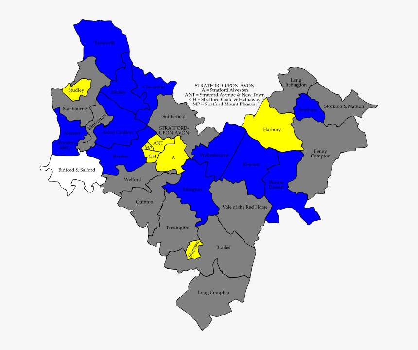 Stratford-avon 2008 Election Map - Stratford Upon Avon County, HD Png Download, Free Download