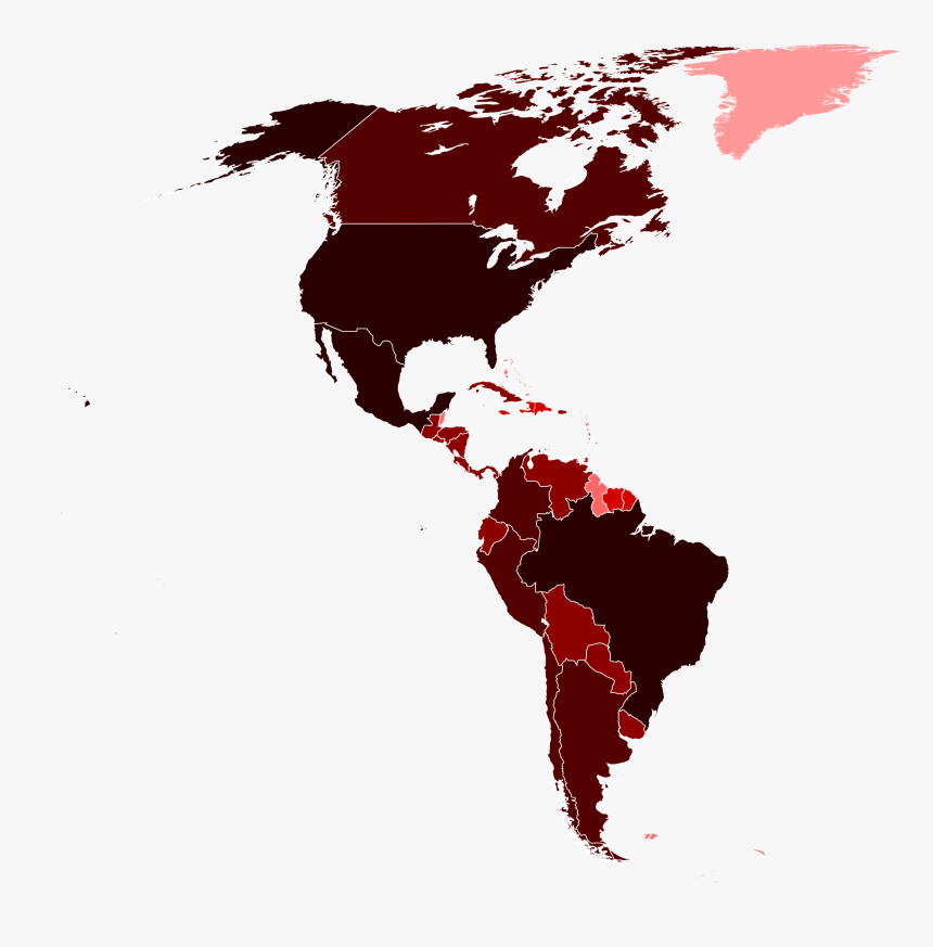 H1n1 America Map By Confirmed Cases - Latin And Anglo America, HD Png Download, Free Download