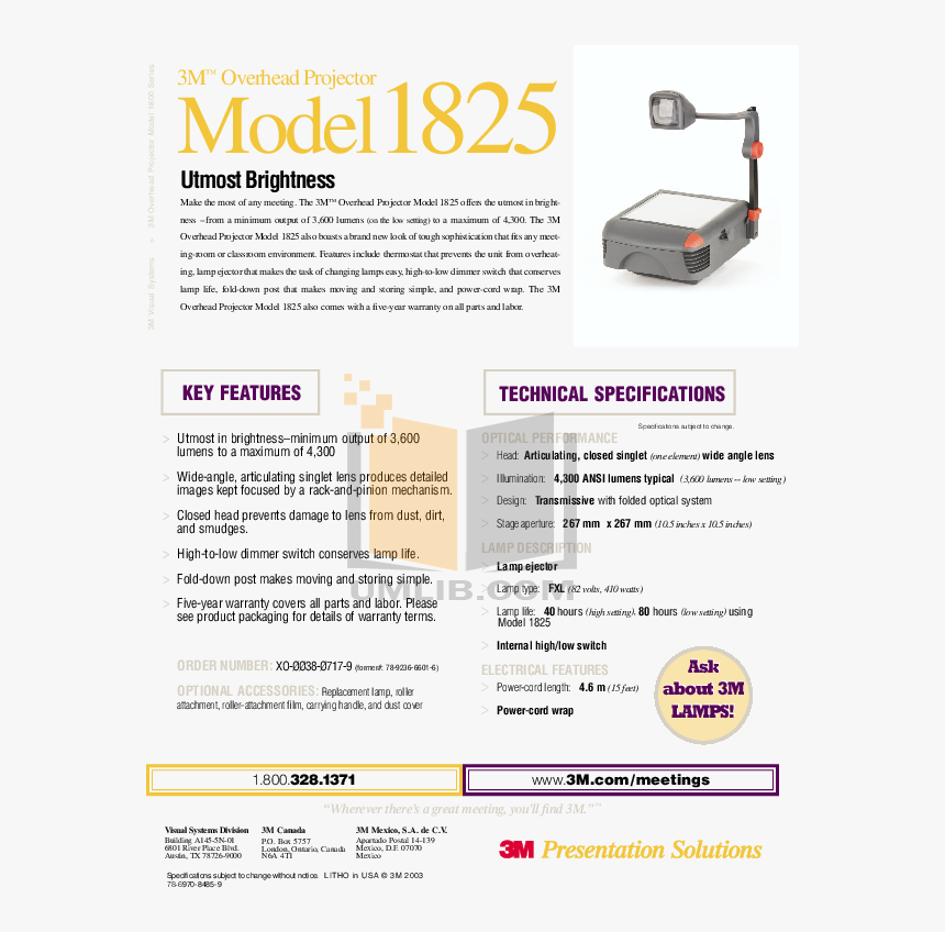 Pdf For 3m Projector 1825 Plus Manual - Overhead Projector, HD Png Download, Free Download