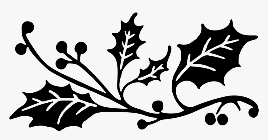 Visual Arts,plant,flower - Holly Leaves Clipart Black And White, HD Png Download, Free Download