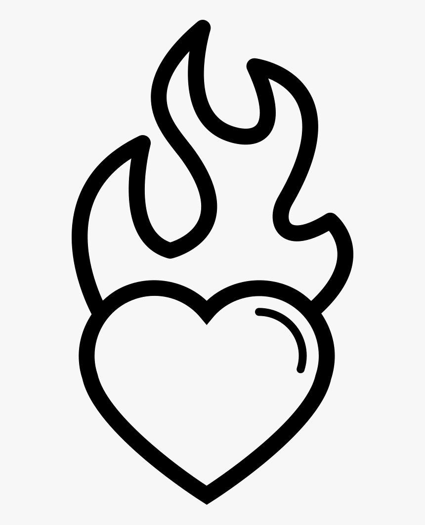 Heart Burning On Flames - Drawing Heart With Flame, HD Png Download, Free Download