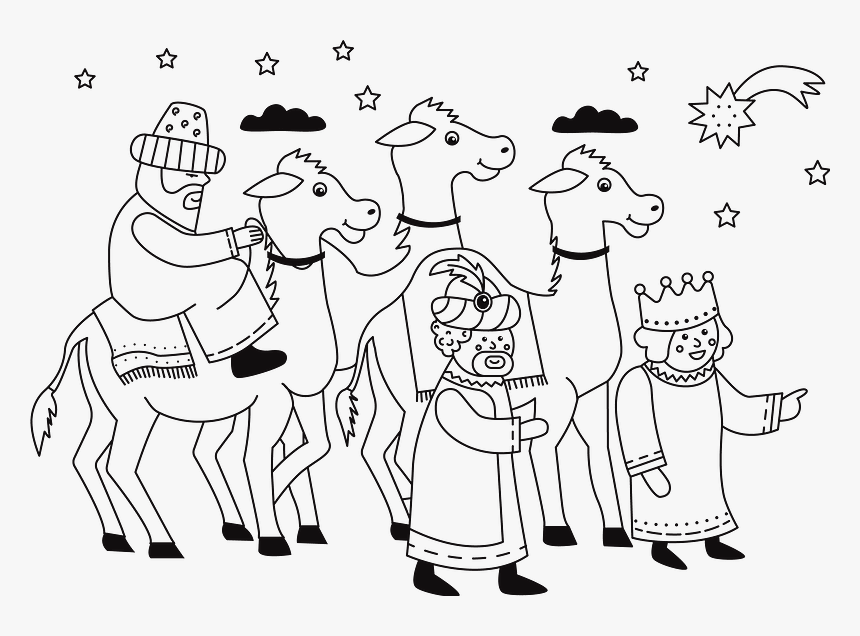 Three Wise Men Clipart - Three Kings Clipart Black And White, HD Png Download, Free Download