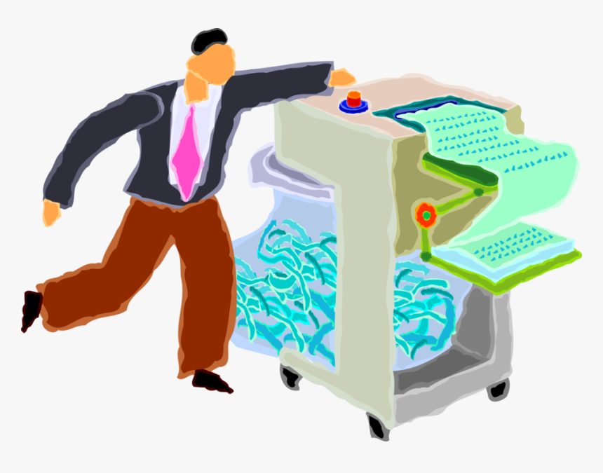 Vector Illustration Of Man Shreds Documents In Office - Shredding Clipart Men, HD Png Download, Free Download