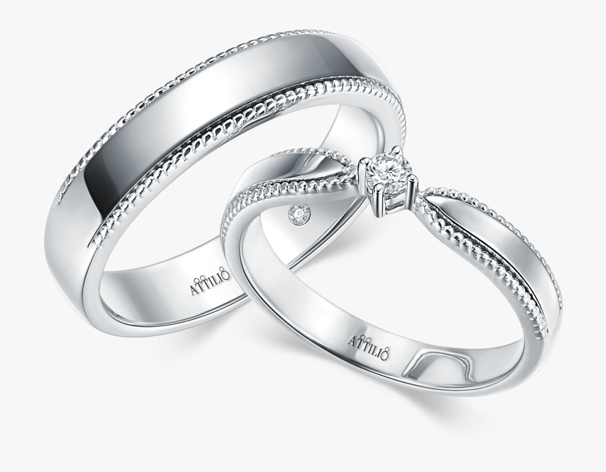 18k White Color Gold Diamond Couple Ring - Pre-engagement Ring, HD Png Download, Free Download