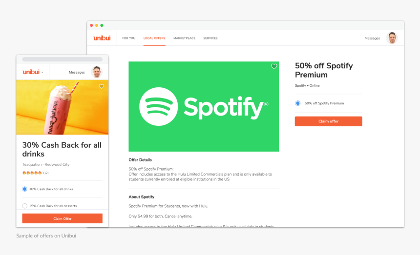 Sample Of Offers On Unibui - Spotify, HD Png Download, Free Download