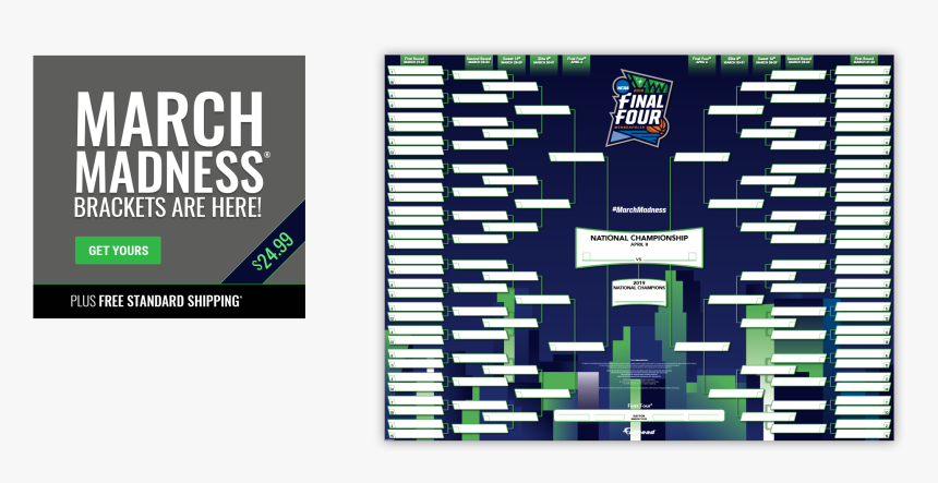 Fathead Ncaa Tournament Bracket , Png Download - Ncaa March Madness, Transparent Png, Free Download