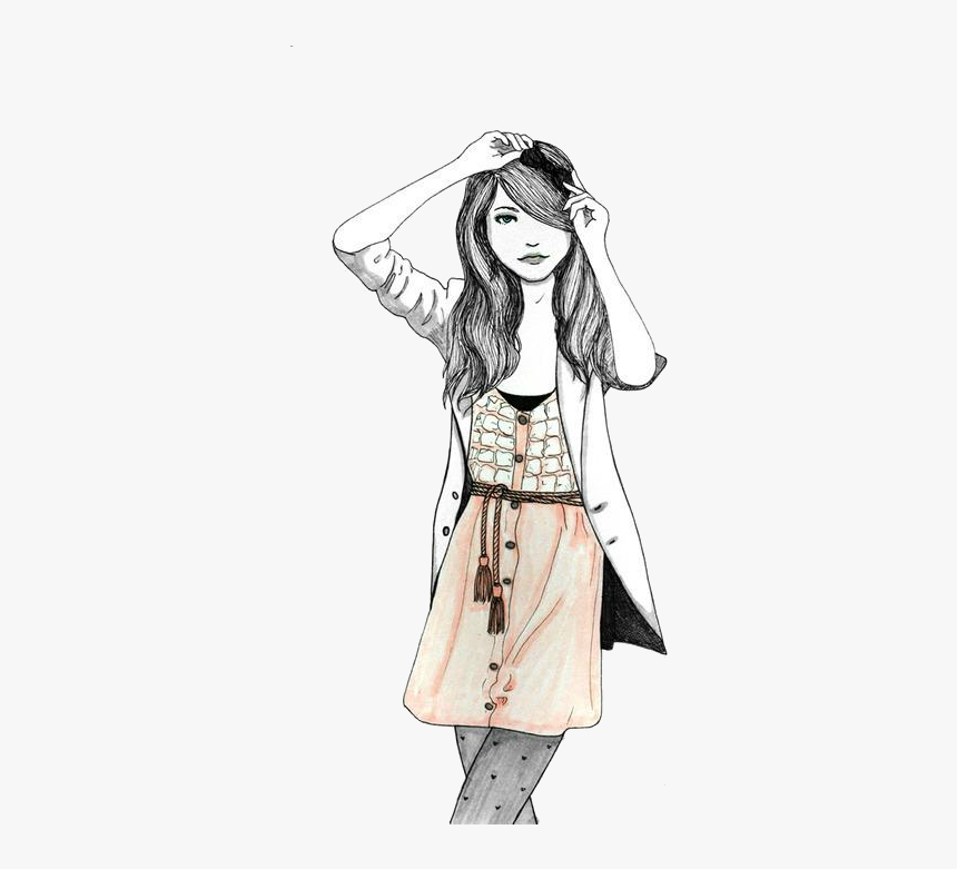 Thumb Image - Drawing Of A Fashion Girl, HD Png Download, Free Download