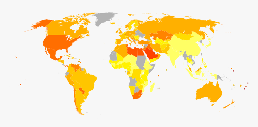 World Map Of Female Obesity, - France To Usa Map, HD Png Download, Free Download