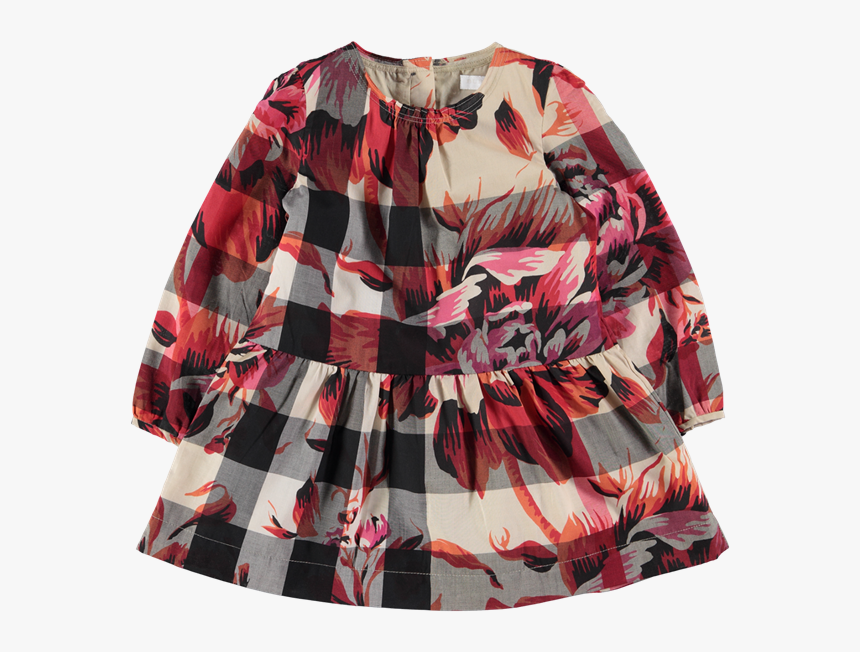 Babies Check Detail Floral Print Dress Beige Multi - Blouse, HD Png Download, Free Download