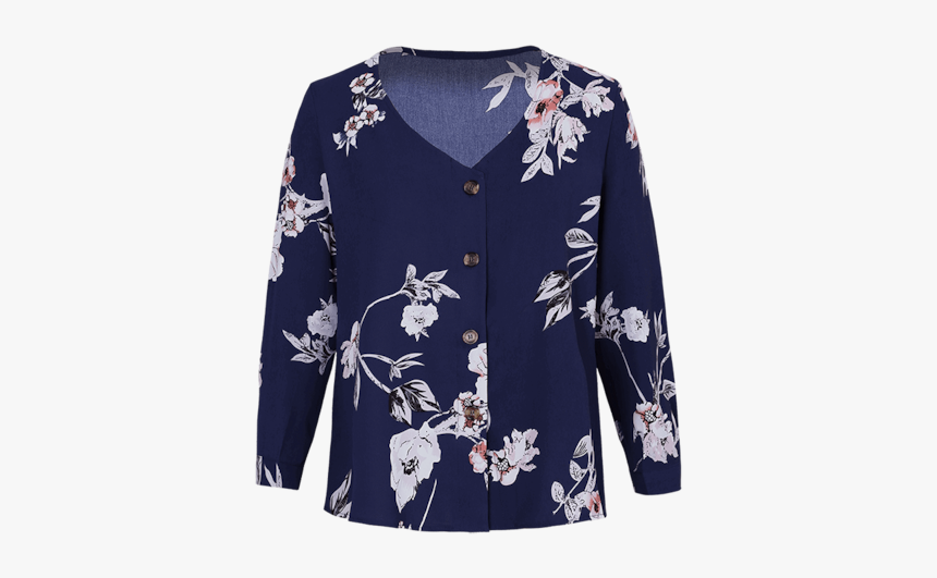 Women"s Shirt Floral Print Fashion V Neck Casual Slim - Cardigan, HD Png Download, Free Download