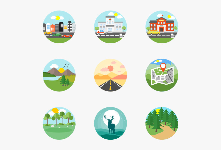 Essential Set - Flat Icon Landscape, HD Png Download, Free Download