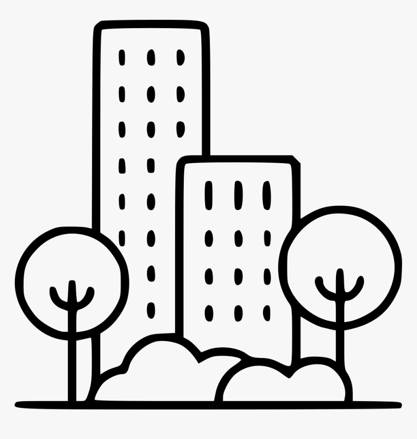 Residential Building Trees Architecture Landscape Skyline - Building With Trees Icon, HD Png Download, Free Download