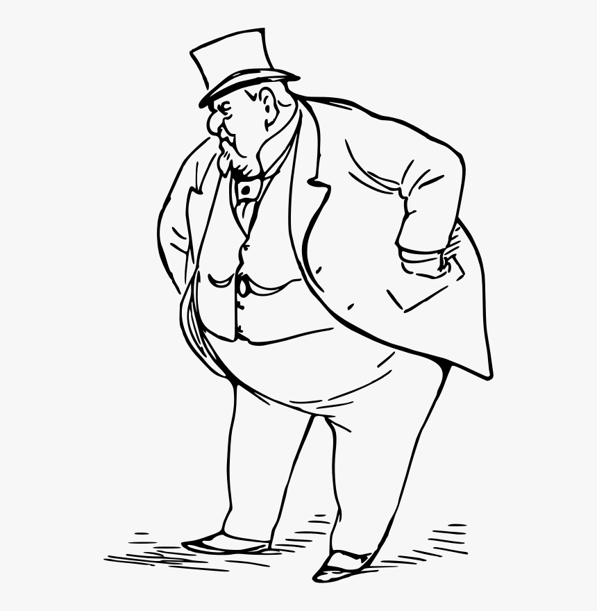 Fat Man Line Drawing , Png Download - Fat Man Black And White, Transparent Png, Free Download