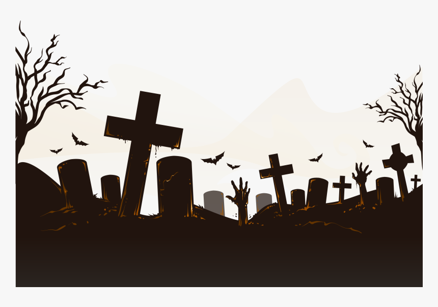 Halloween Horror Bats Decorate Graves Png Download - Cemetery Png, Transparent Png, Free Download