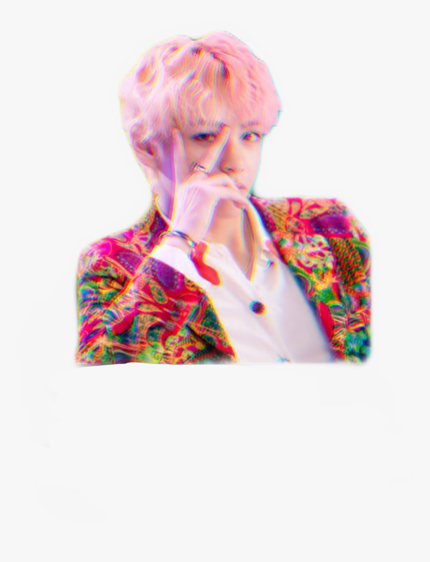 Png, V, And Tae Tae Image - Taehyung Blonde Half Pink Hair, Transparent Png, Free Download