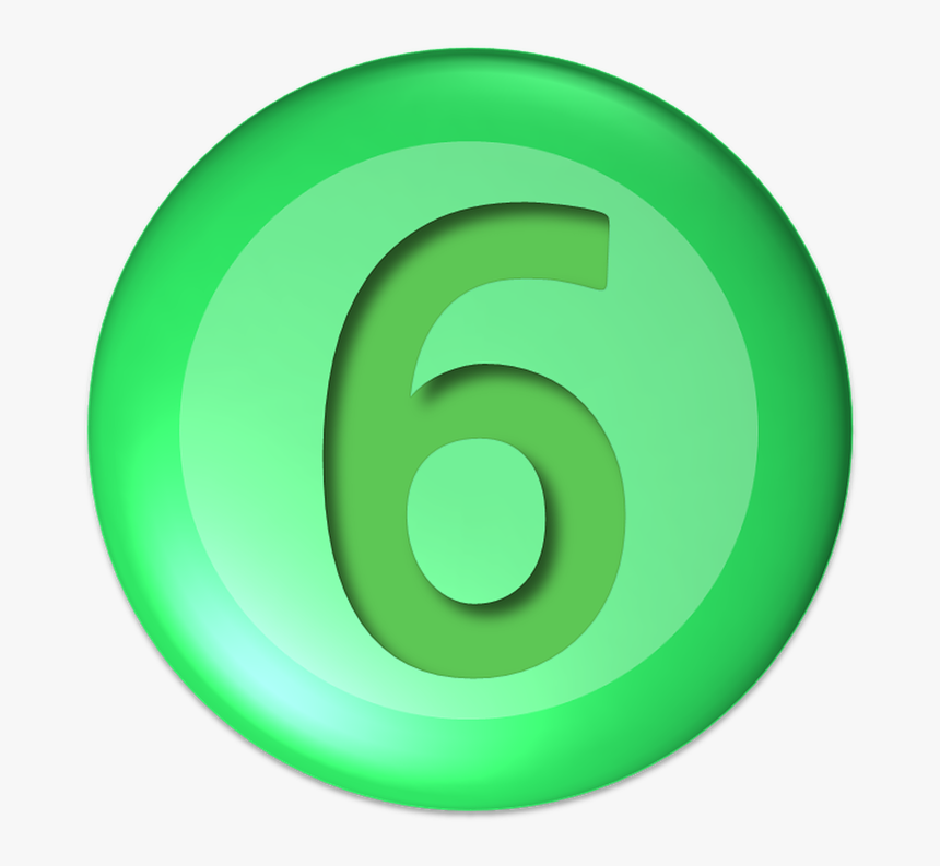 Numbers, Six, Ball, 6, Shapes, Round, Icon, Button - Number 6 In Green, HD Png Download, Free Download