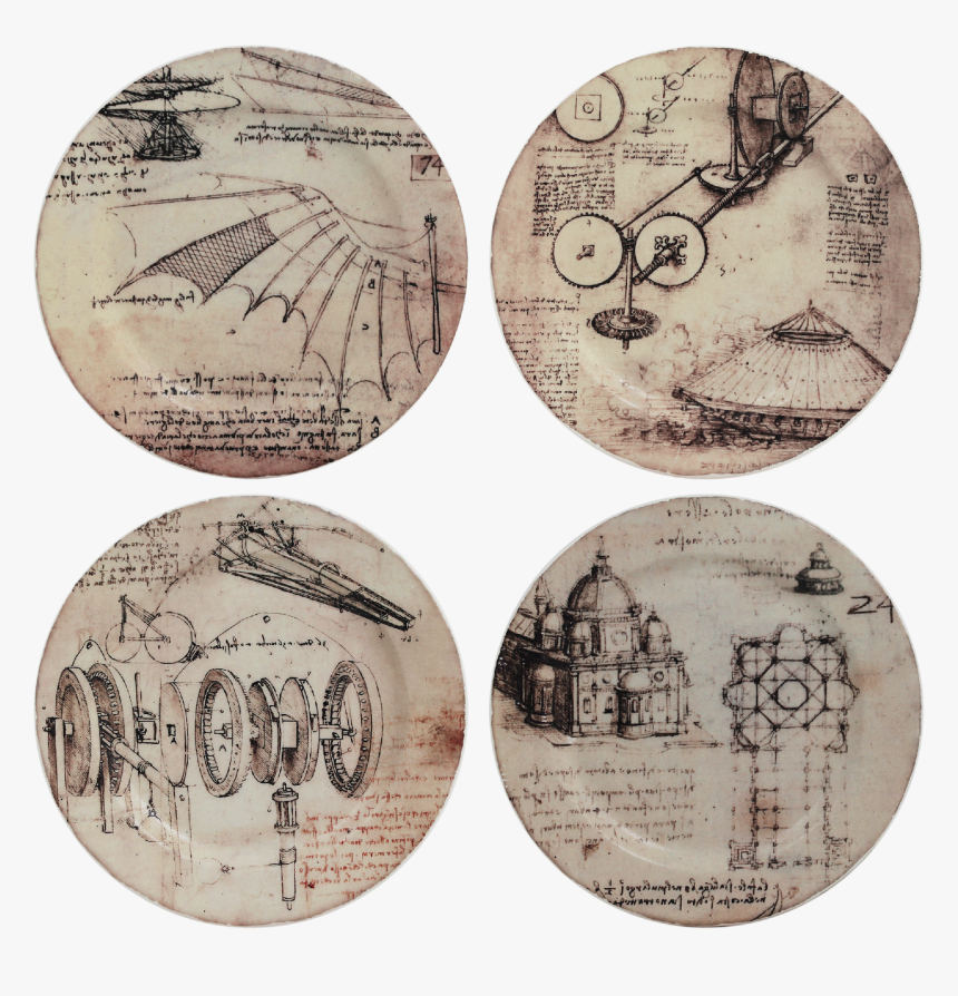 Gien Leonardo Da Vinci Coasters / Set - Leonardo Da Vinci, HD Png Download, Free Download