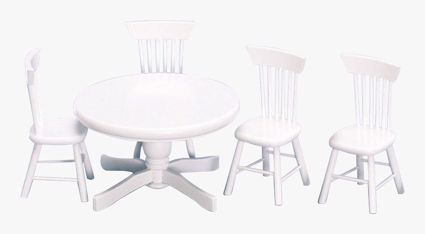 1 Inch Scale Round Table White Dollhouse Dining Room - Chair, HD Png Download, Free Download