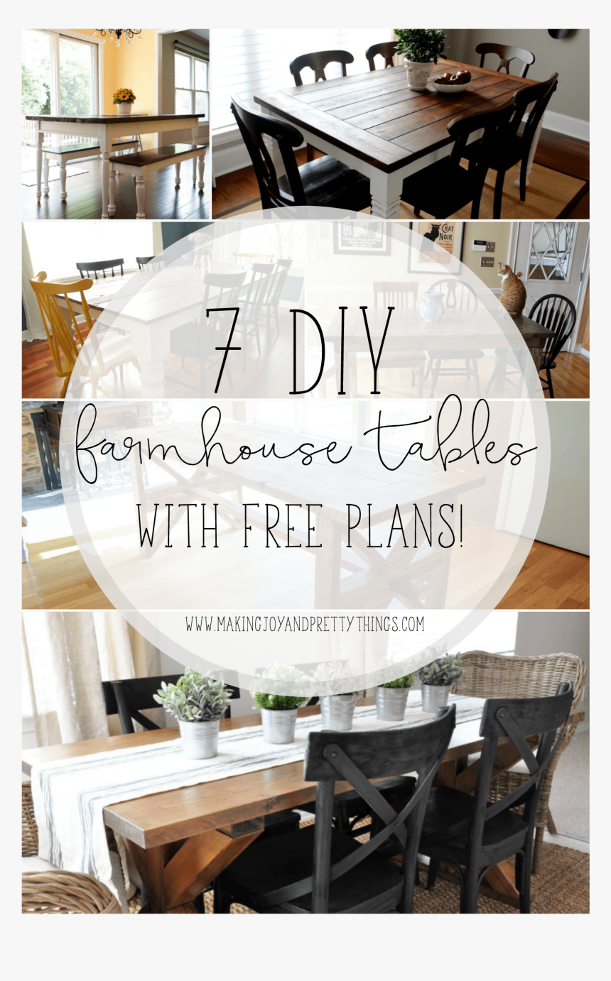 7 Diy Farmhouse Dining Room Tables - 30 Inch Farmhouse Table, HD Png Download, Free Download