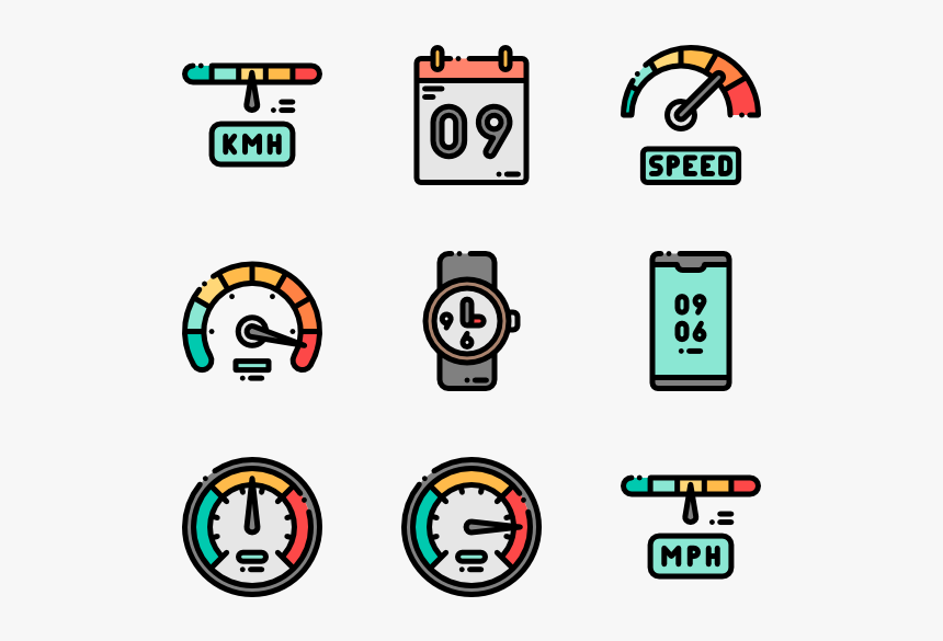 Speedometer & Time - Fast Medium Slow Speed Icons, HD Png Download, Free Download