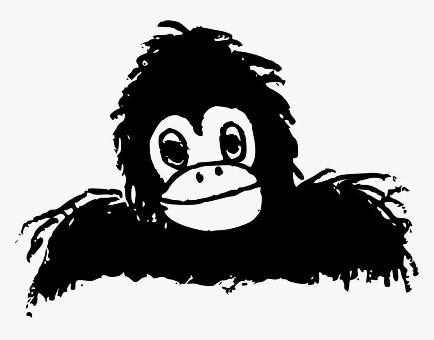 Gorilla Ape Silhouette Clip Art - Gorila Kartun Hitam Putih, HD Png Download, Free Download
