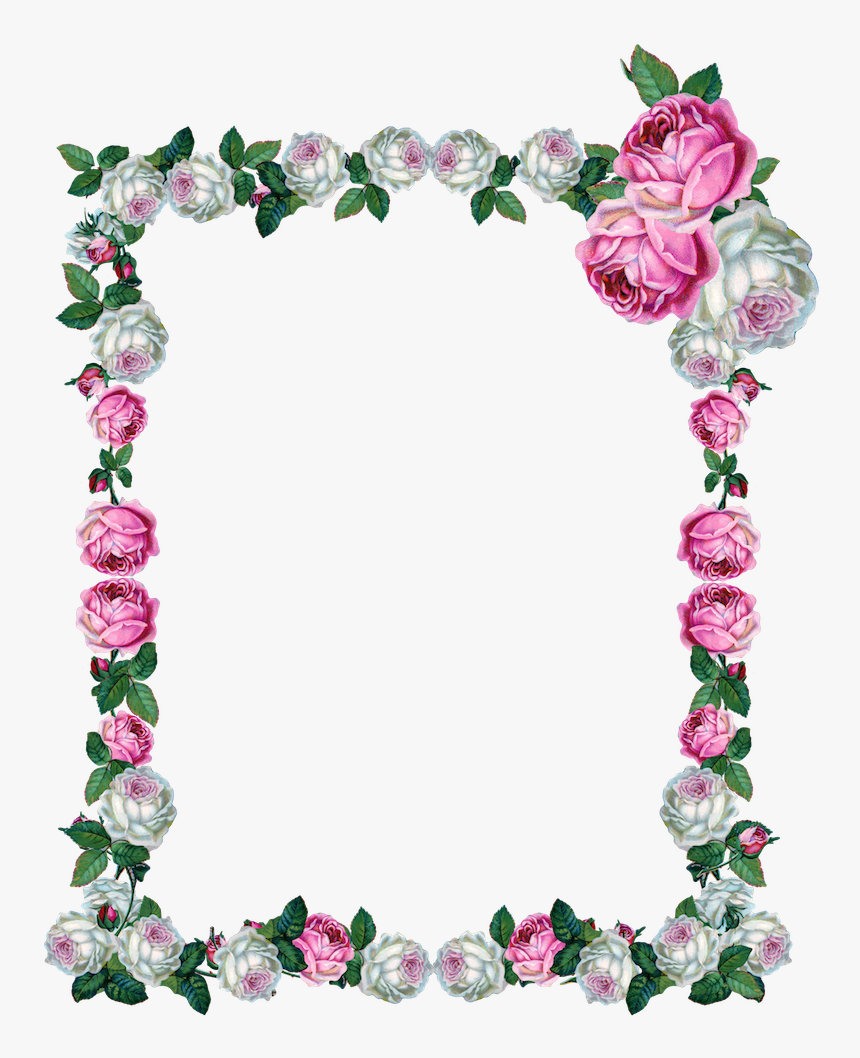 Free Digital Vintage Rose Frame Png Clipart , Png Download - Rose Frame Png, Transparent Png, Free Download
