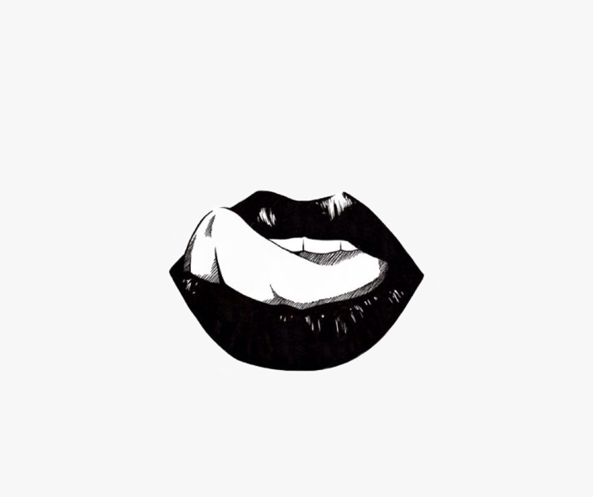 Lips Tumblr Stickers - Tongue Drawing, HD Png Download, Free Download