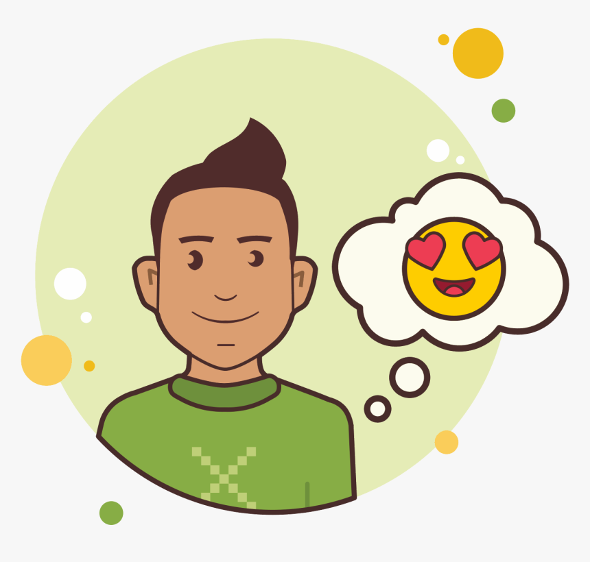 Man With In Love Emoji Icon - Short Curly Haor Cartoon, HD Png Download, Free Download