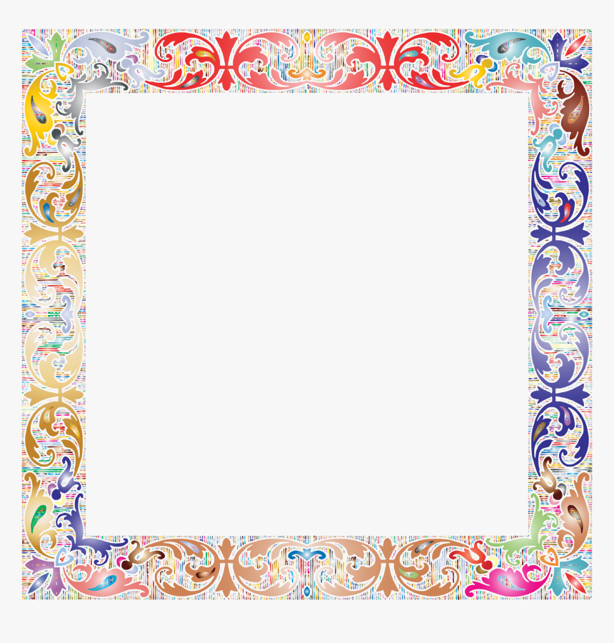 Fancy Vintage Square Frame 2 Prismatic No Background - Square Flower Frame Png, Transparent Png, Free Download