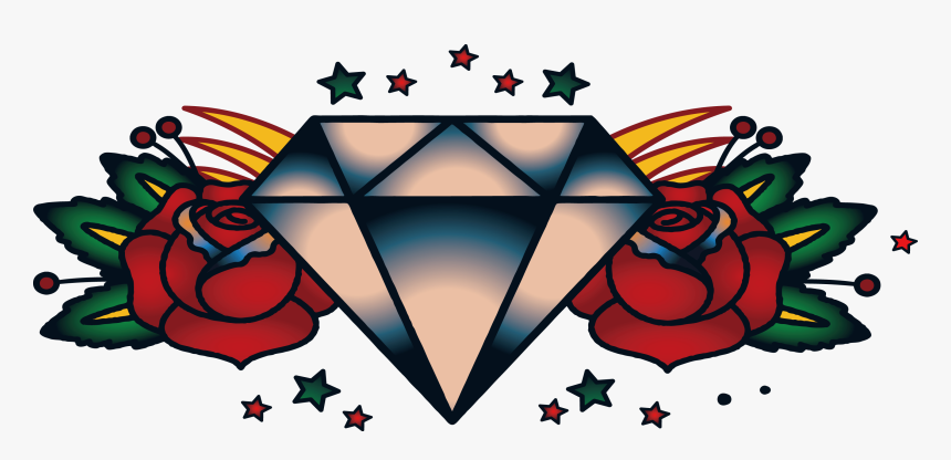 Old School Tattoo Diamond Polynesia Beautiful Diamonds - Design Tattoo Diamond Rose, HD Png Download, Free Download