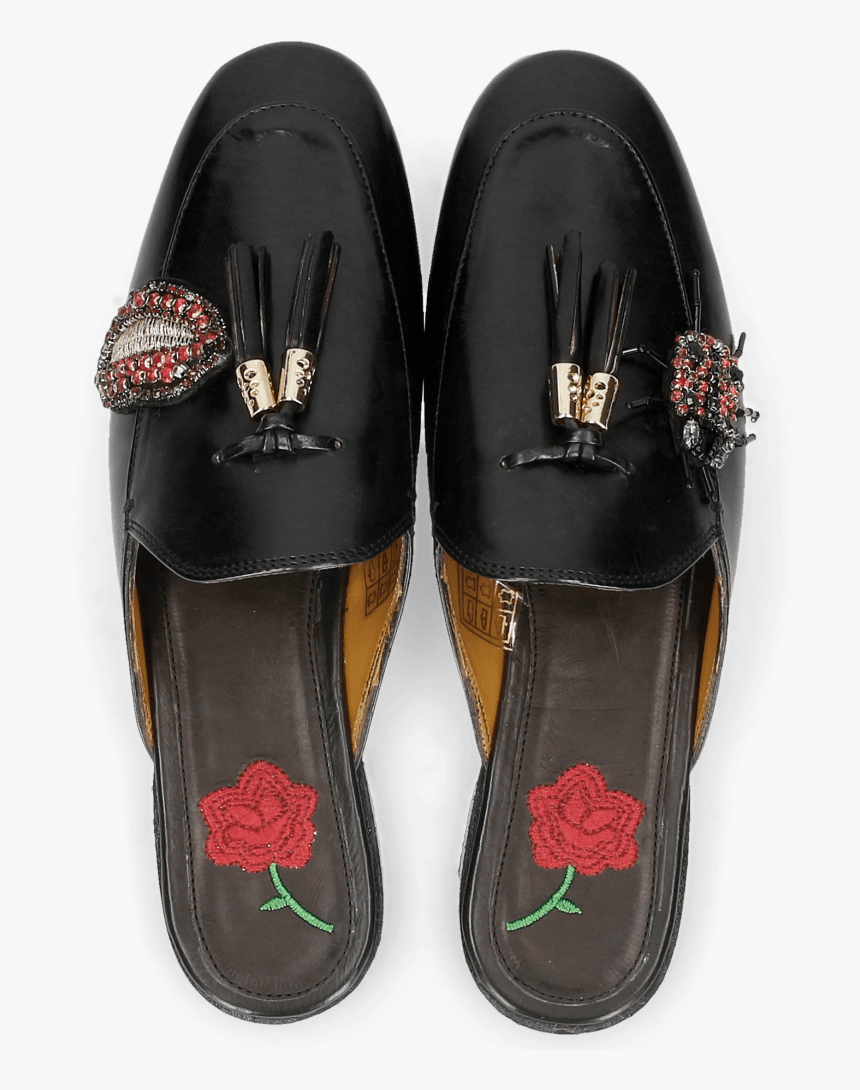 Mules Scarlett 2 Black Embrodery Lips Bug - Flip-flops, HD Png Download, Free Download