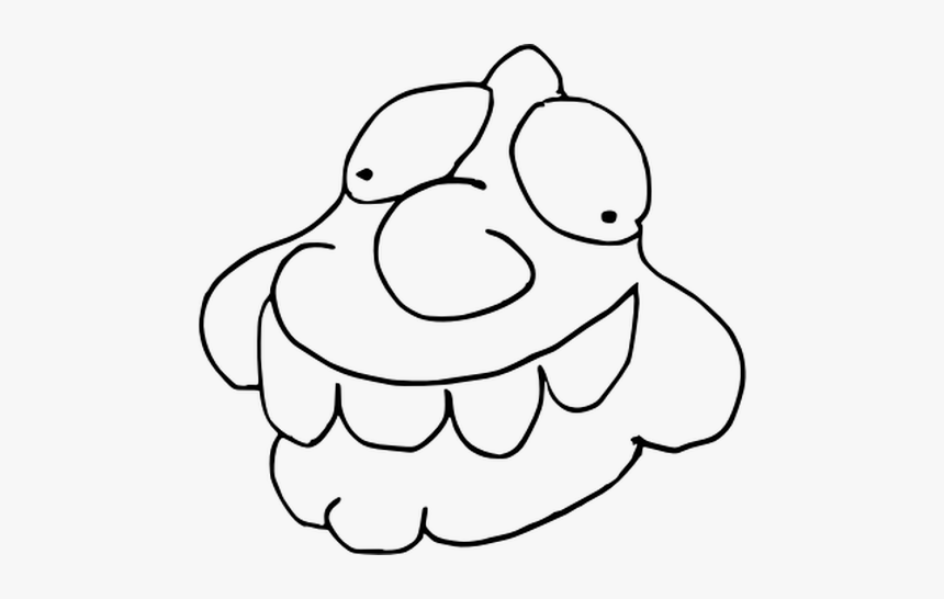 Cartoon Big Toothed Monster Line Vector Drawing - Clip Art, HD Png Download, Free Download