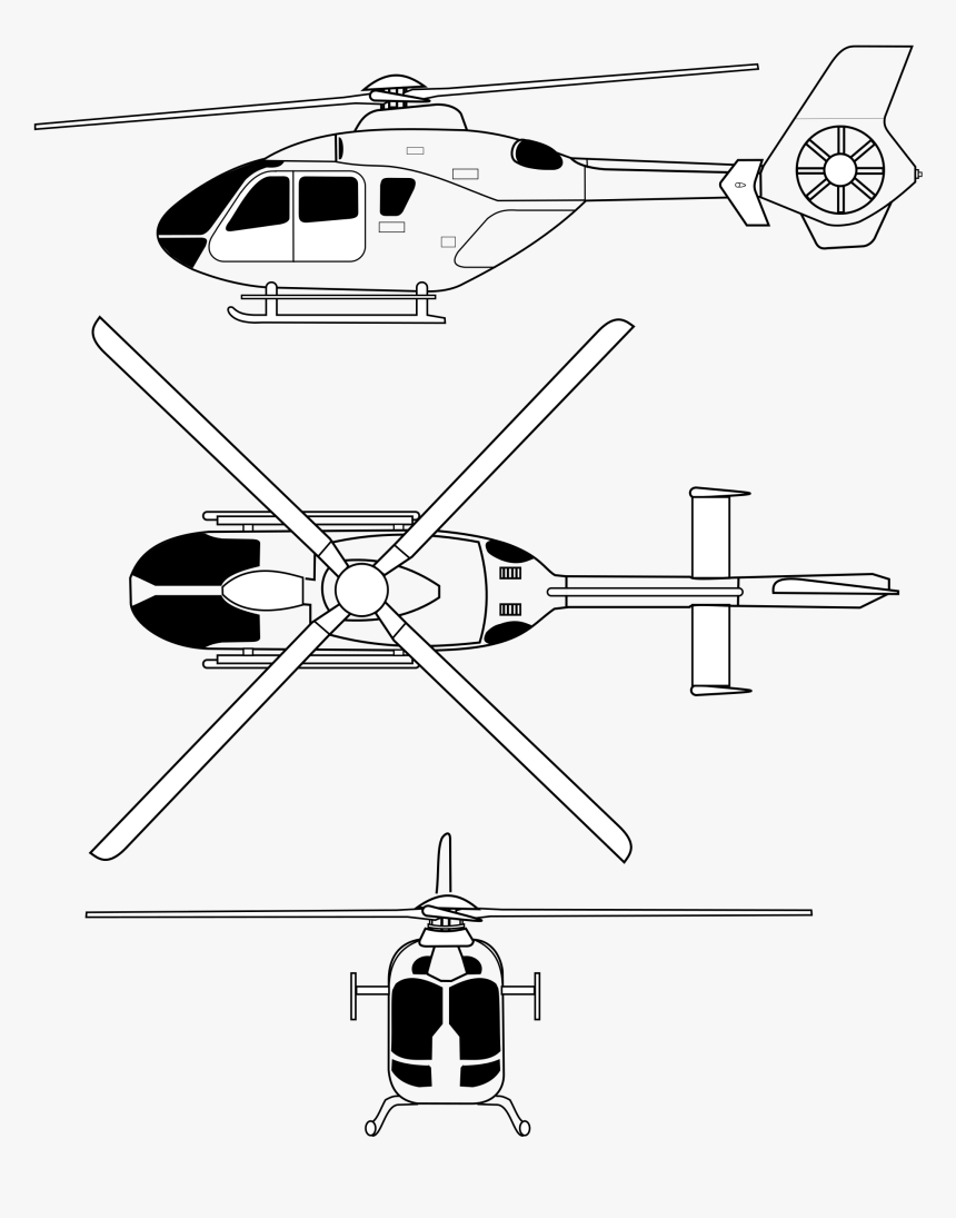 Helicopter Clipart Svg - Eurocopter Ec135 Draw, HD Png Download, Free Download