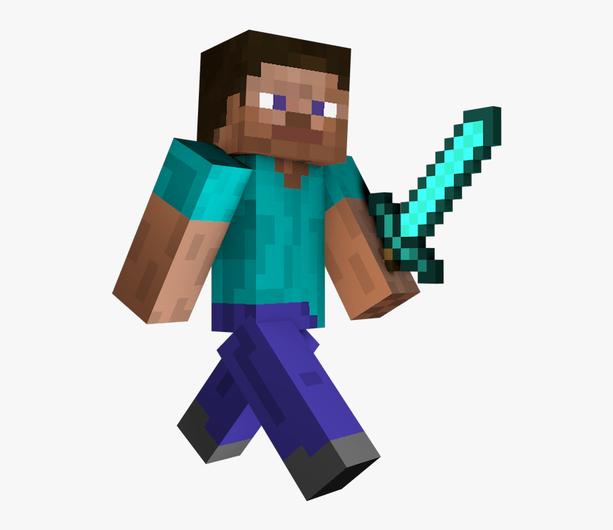 Minecraft Steve-5 - Minecraft Steve With Sword, HD Png Download, Free Download