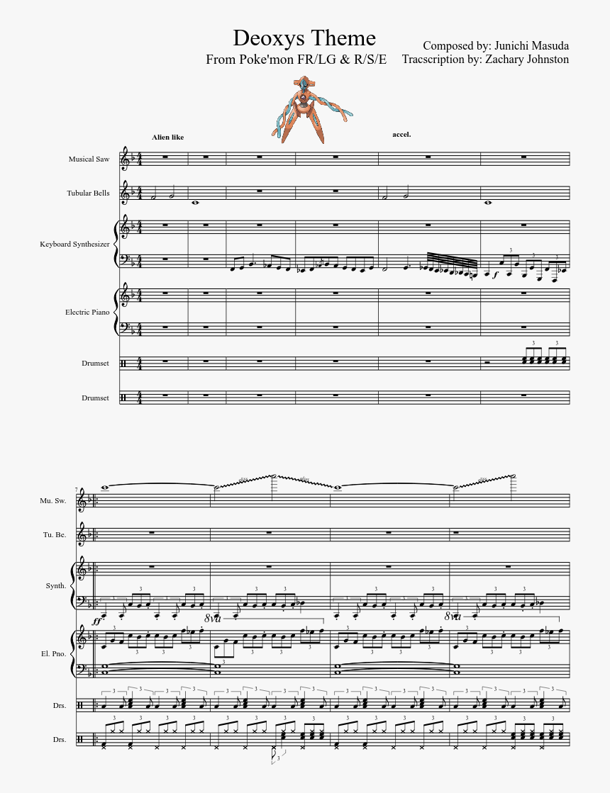 Deoxys Theme Sheet Music Composed By Composed By - Deoxys Theme Sheet Music, HD Png Download, Free Download
